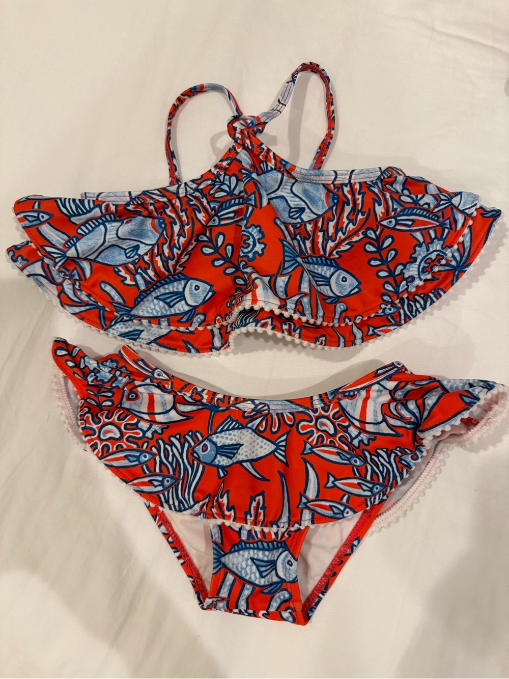 Janie and Jack Red & Blue Fish Print Two-Piece Bikini